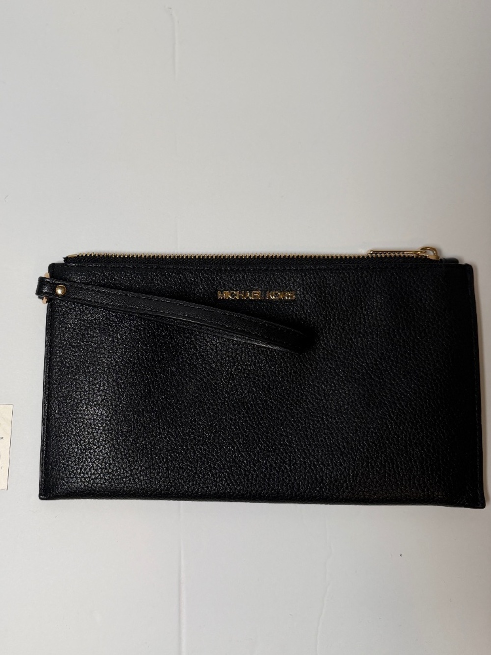 MICHAEL KORS JET SET TRAVEL LARGE CLUTCH WRISTLET PEBBLED LEATHER BLACK